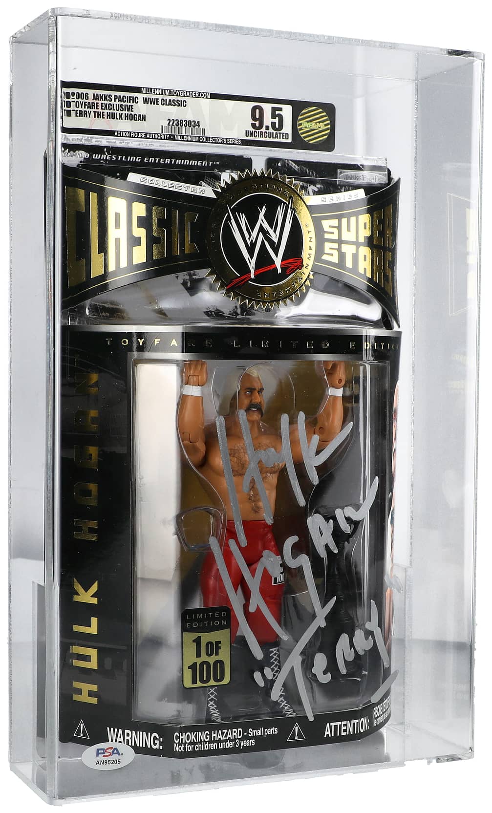 Hulk Hogan Signed, Inscribed 2006 Jakks Pacific WWE Classic Terry The Hulk Hogan (#/100) - Toyfare Exclusive - AFAM 9.5 Uncirculated, PSA/DNA