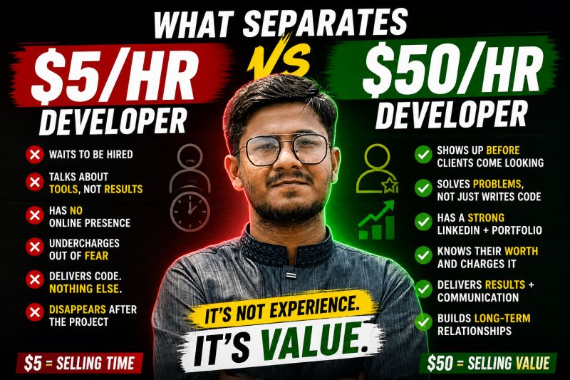 What separates a $5/hr developer from a $50/hr developer?