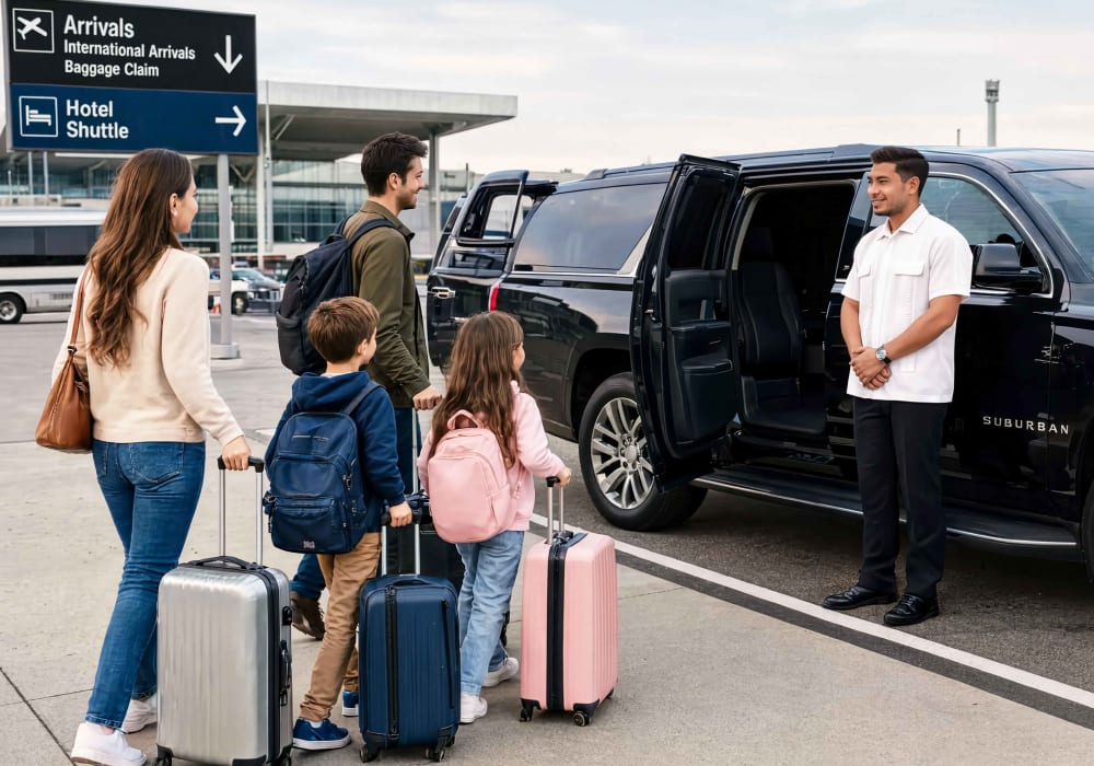 Passengers boarding a Xixim Transfer vehicle