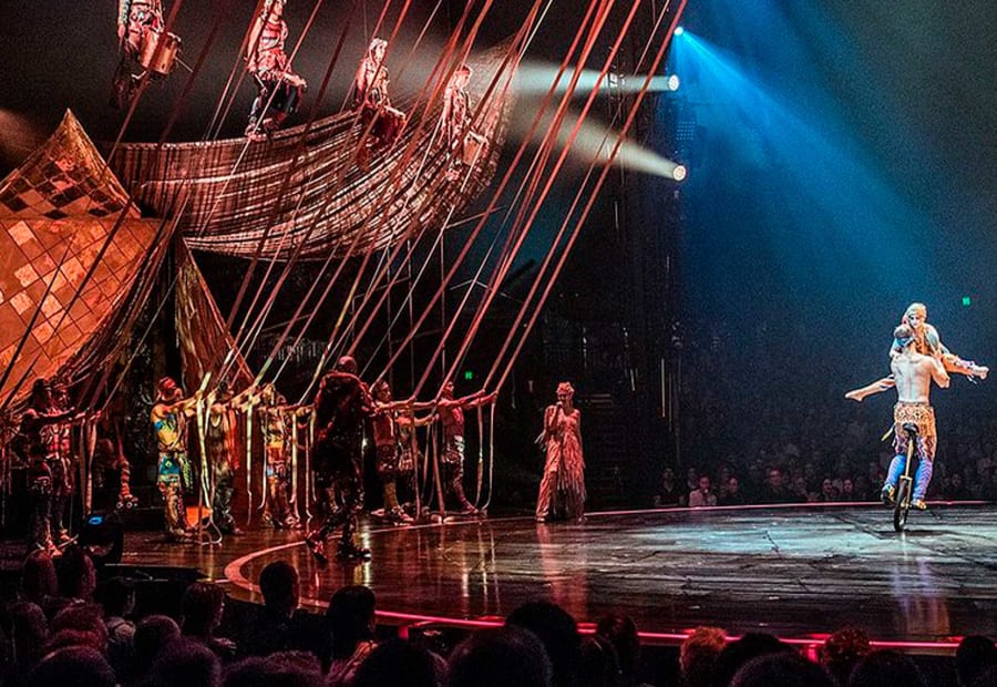 Live show on an illuminated stage