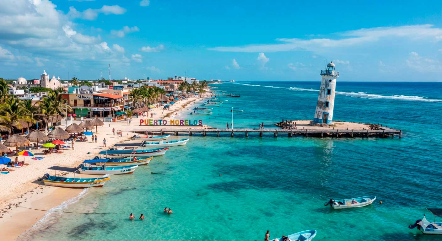 Puerto Morelos coastal landscape in the Mexican Caribbean