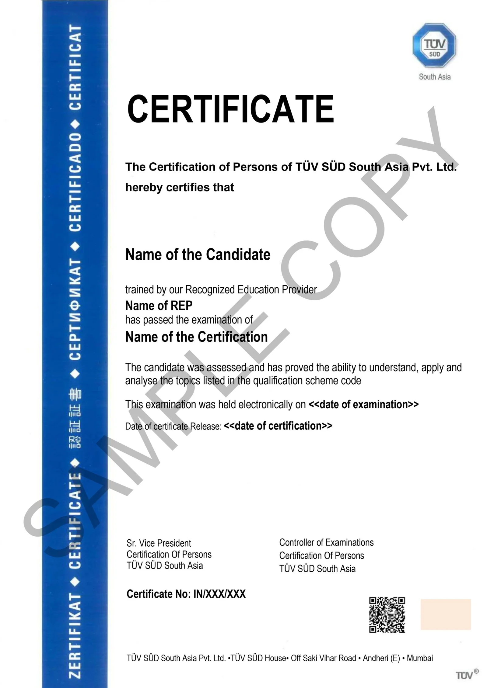 TÜV SÜD Course Certificate