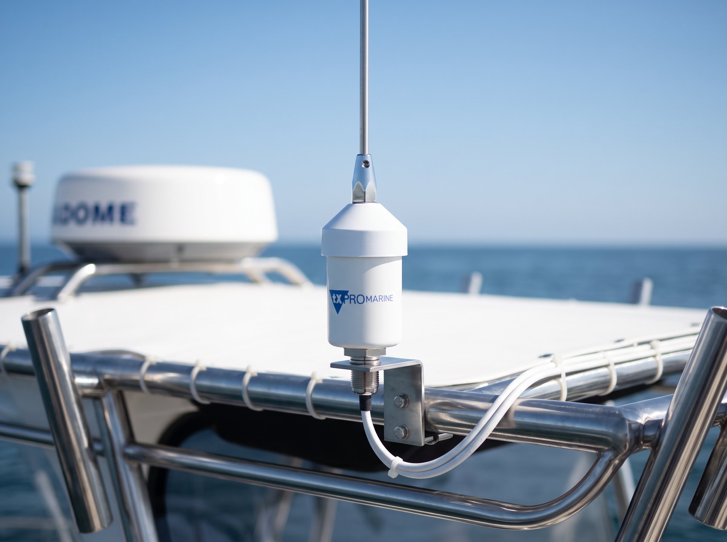Antena marina VHF TX PRO Marine de látigo de acero inoxidable