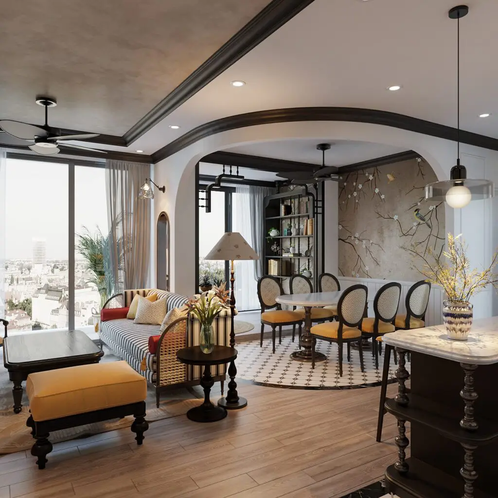 Nội Thất Indochine Kết Hợp Tinh Hoa Đông Tây Trong Không Gian Sống