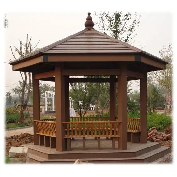 Thi công chòi gỗ nhựa sân vườn