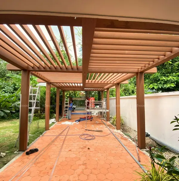 Pergola gỗ nhựa - Giải pháp thẩm mỹ và bền vững cho không gian ngoại thất hiện đại