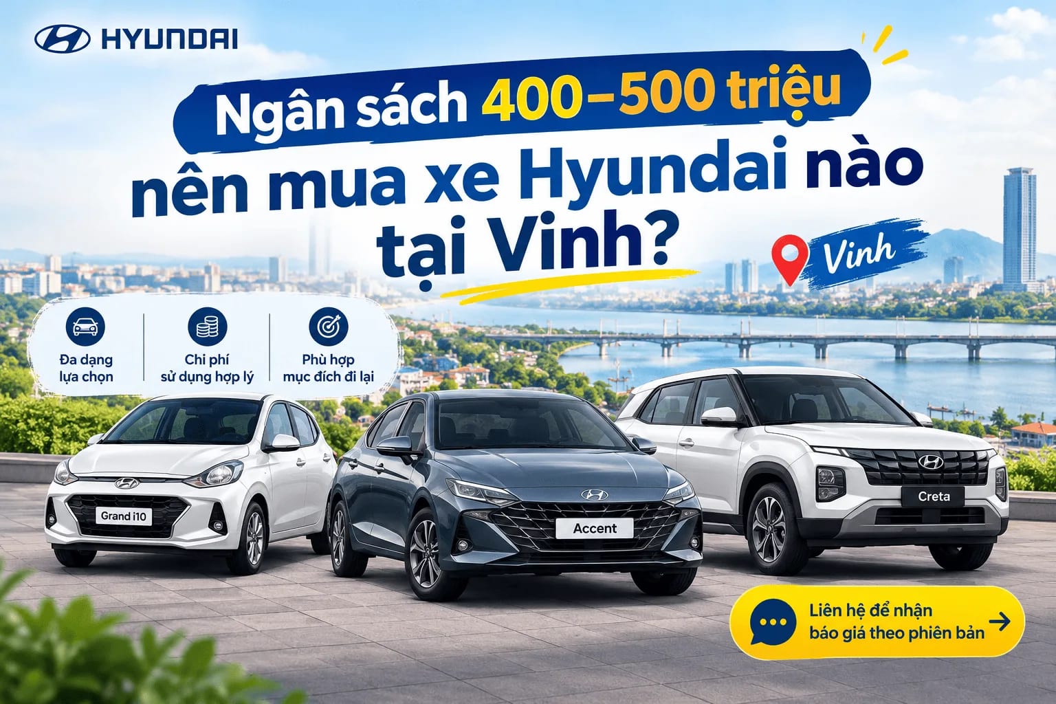 xe Hyundai giá rẻ tại Vinh, mua xe Hyundai 500 triệu Nghệ An