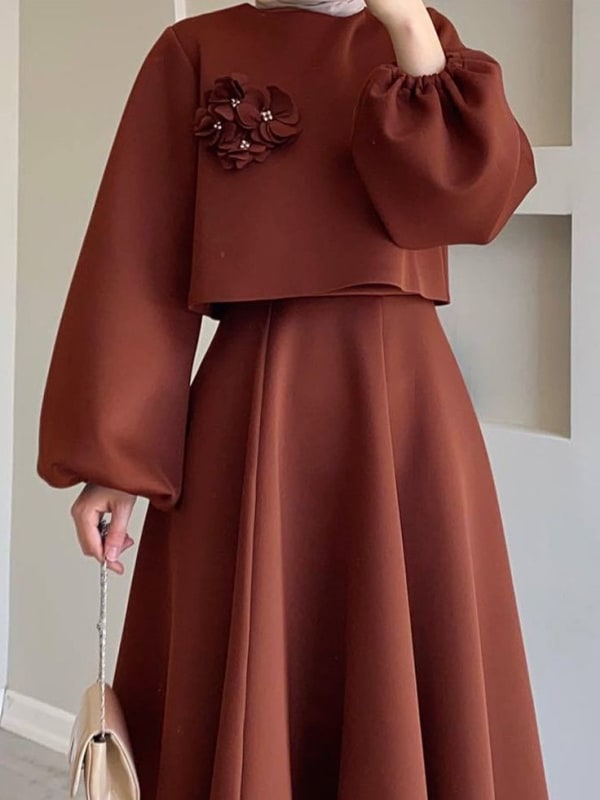 Daily Long Sleeve Crew Neck Blouses Plus Bottom For Women