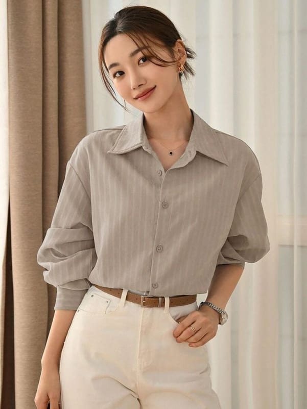 Striped Print Drop Shoulder Shirt