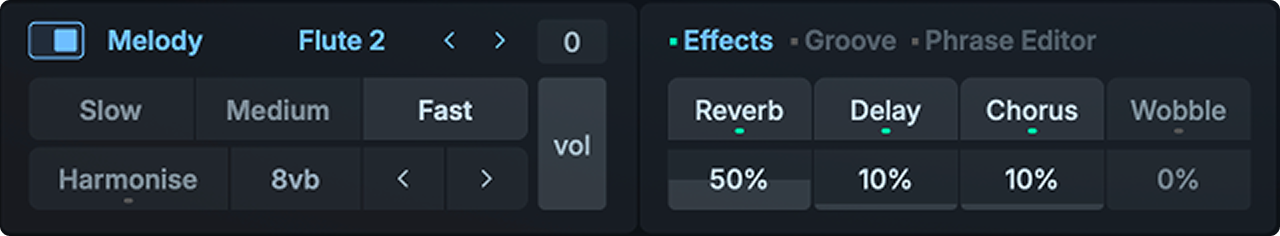 Melody layer controls