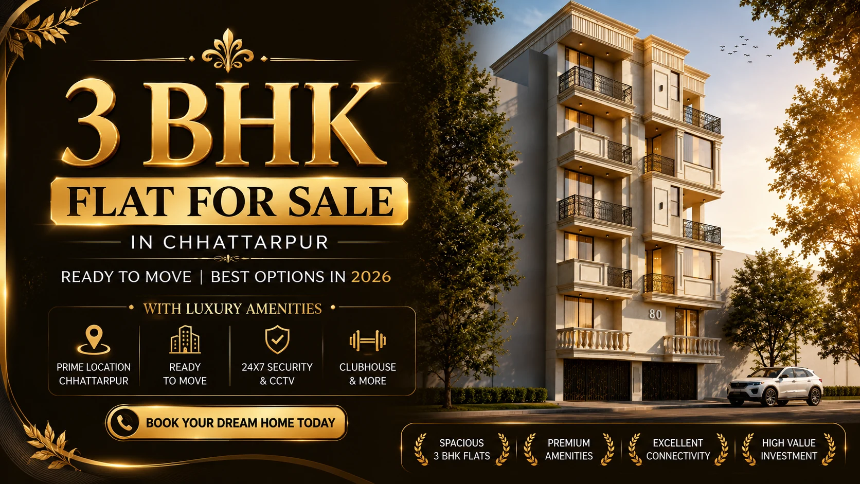 3 BHK Flat for Sale in Chhattarpur – Ready to Move | Best Options in 2026 with Luxury Amenities