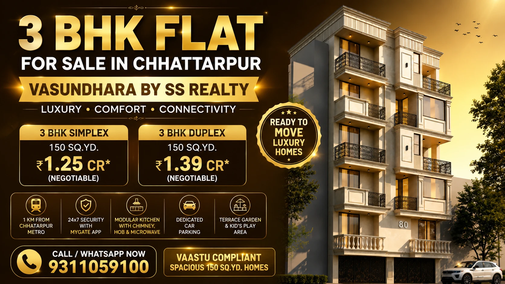 3 BHK Flat for Sale in Chhattarpur - Vasundhara | Best Ready to Move Options 2026