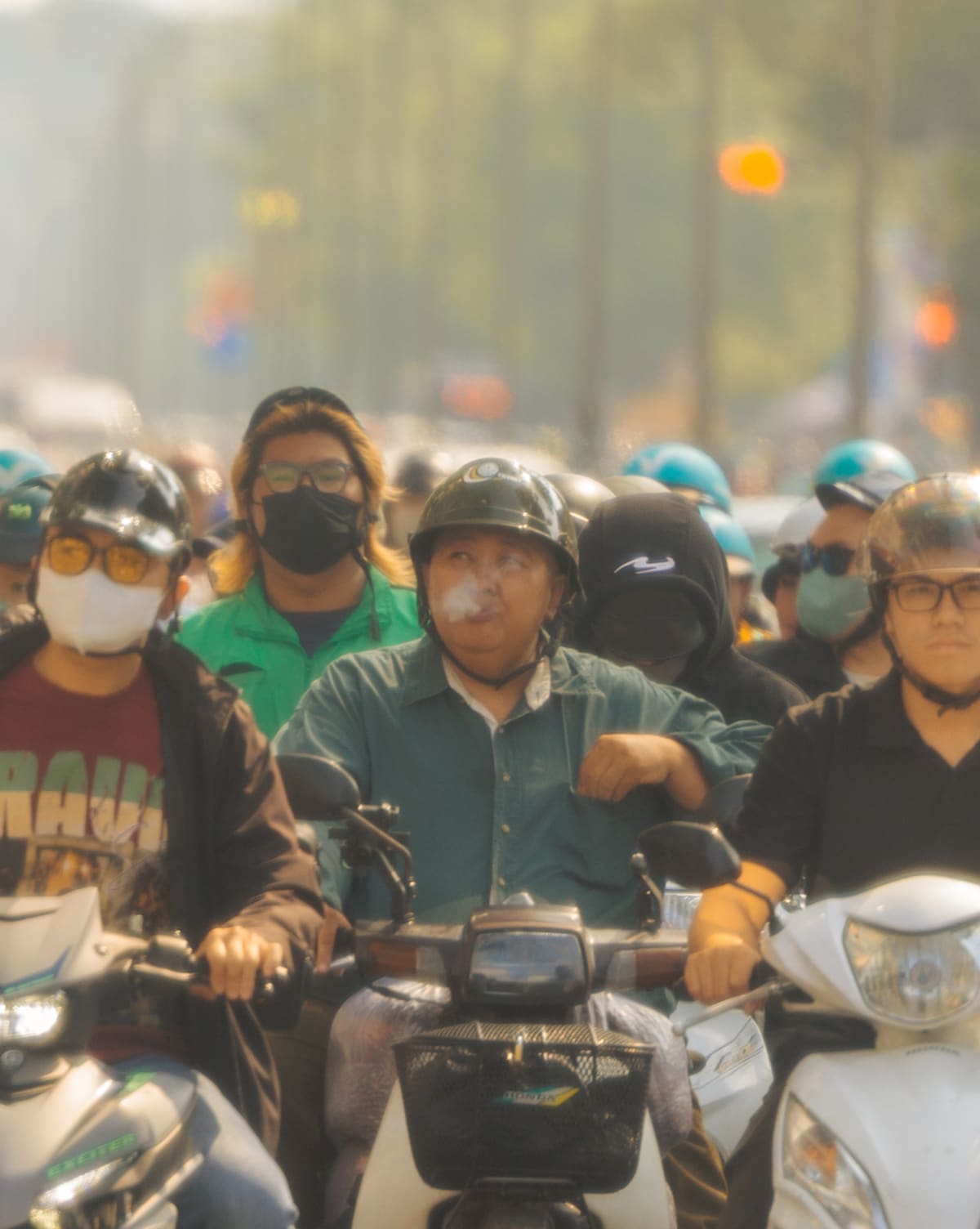 masked riders in traffic — Jimmy Ky