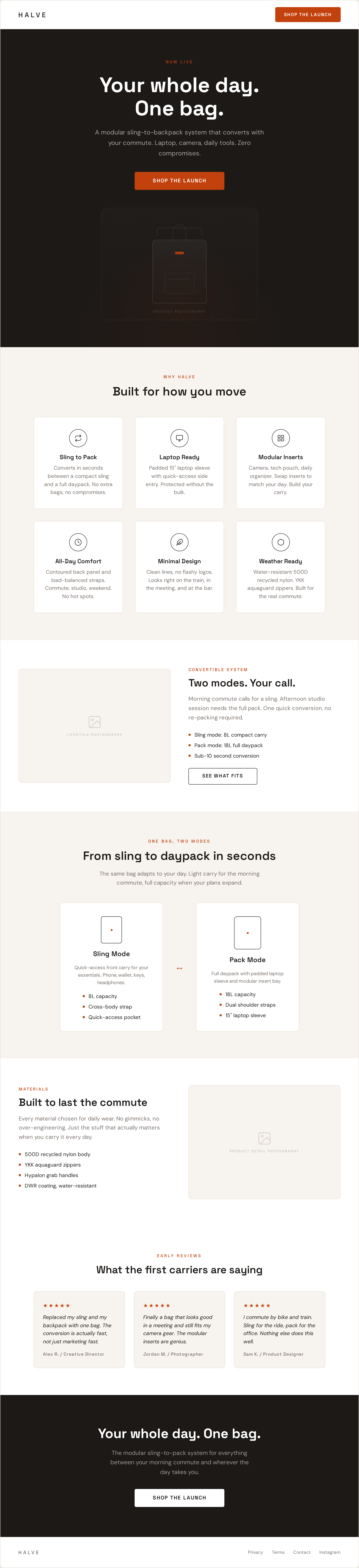 Halve landing page desktop