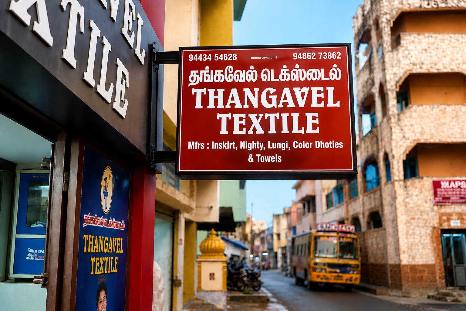 Thangavel Textile office and cloth display