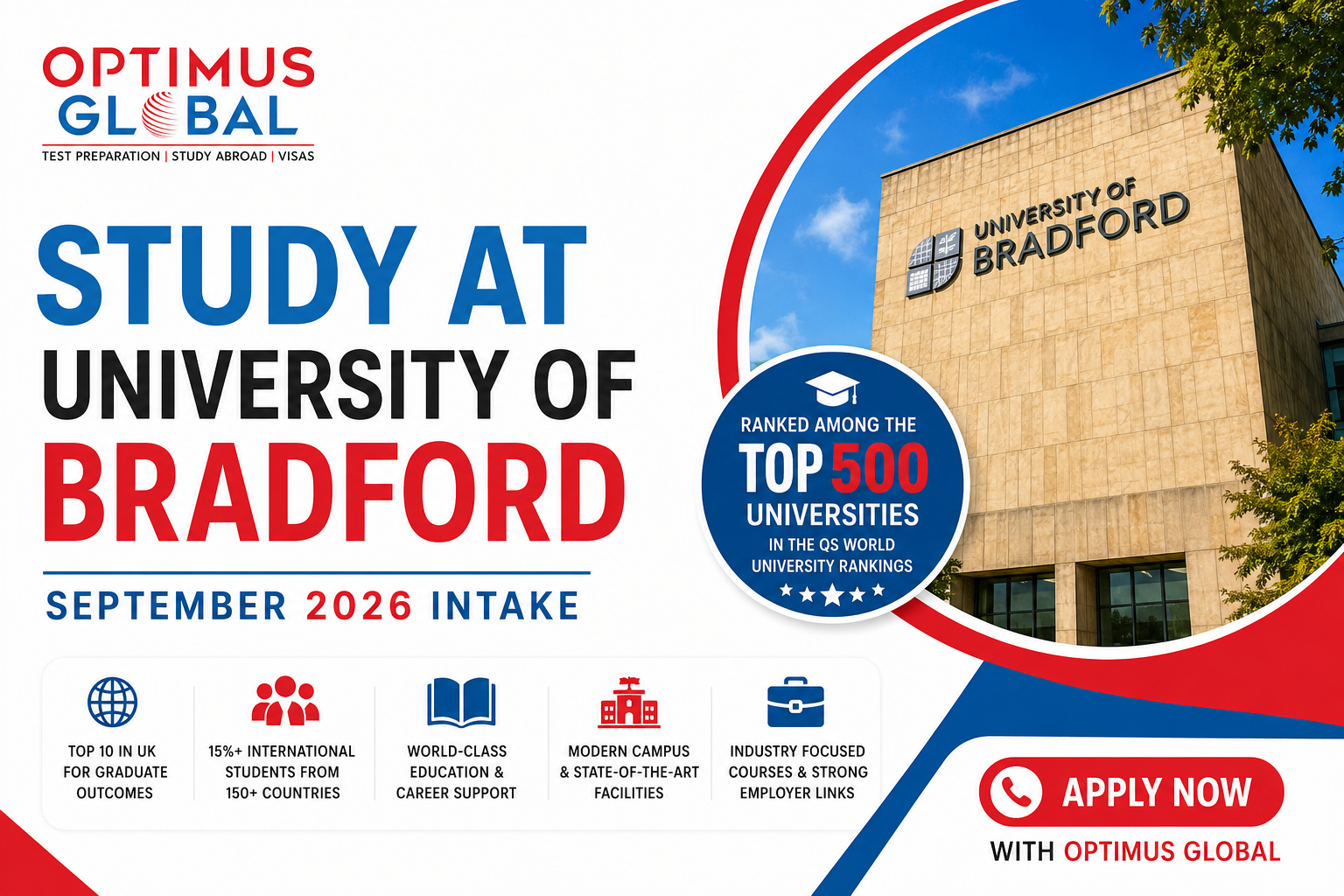Study at the University of Bradford: September 2026 Intake | Top 500 QS World Ranked University