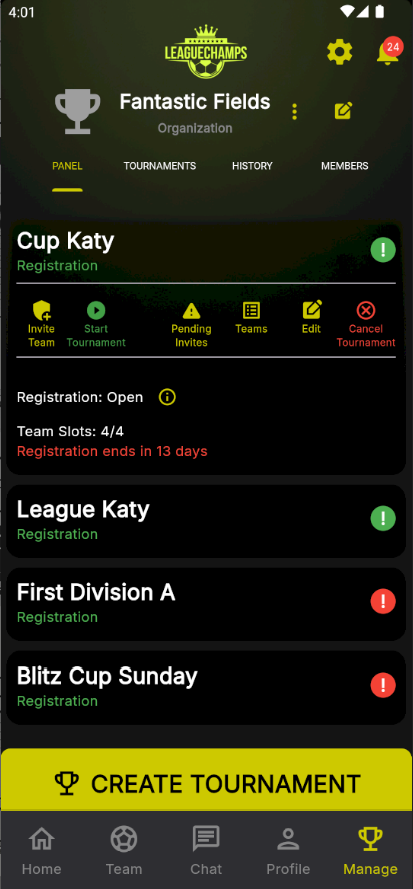 LeagueChamps App Search Screen
