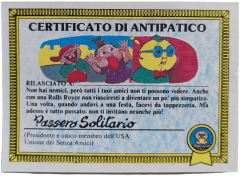 retro CERTIFICATO DI ANTIPATICO — Sgorbions serie 1