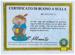 retro CERTIFICATO DI BUONO A NULLA — Sgorbions serie 1