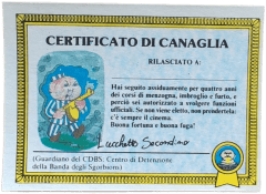 retro CERTIFICATO DI CANAGLIA — Sgorbions serie 1