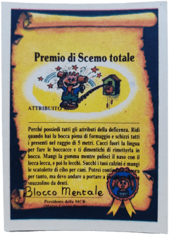 retro PREMIO DI SCEMO TOTALE — Sgorbions serie 1