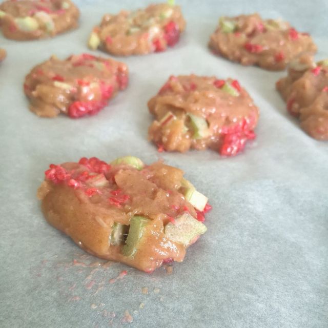 Cookies à la Rhubarbe et à la framboise