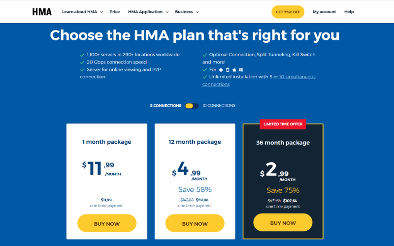Resim 3: HMA VPN Fiyatlandırması