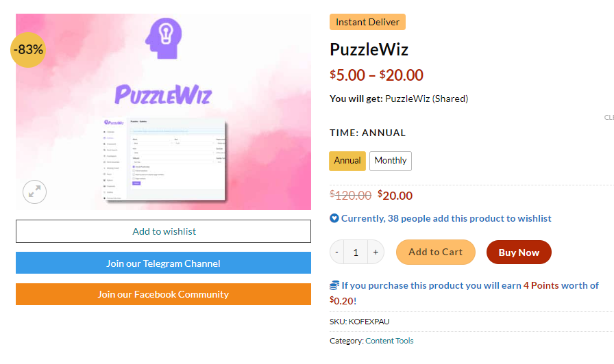Resim 7: PuzzleWiz'in grup satın alma fiyatı