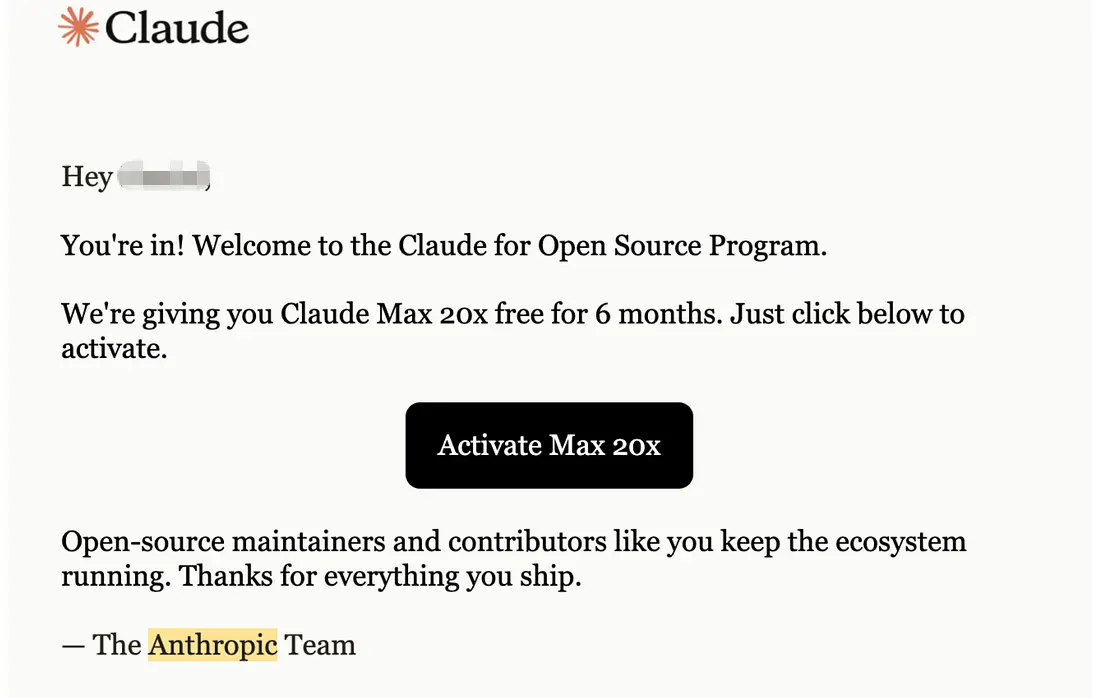 Image 3: Claude for the Open Source Program