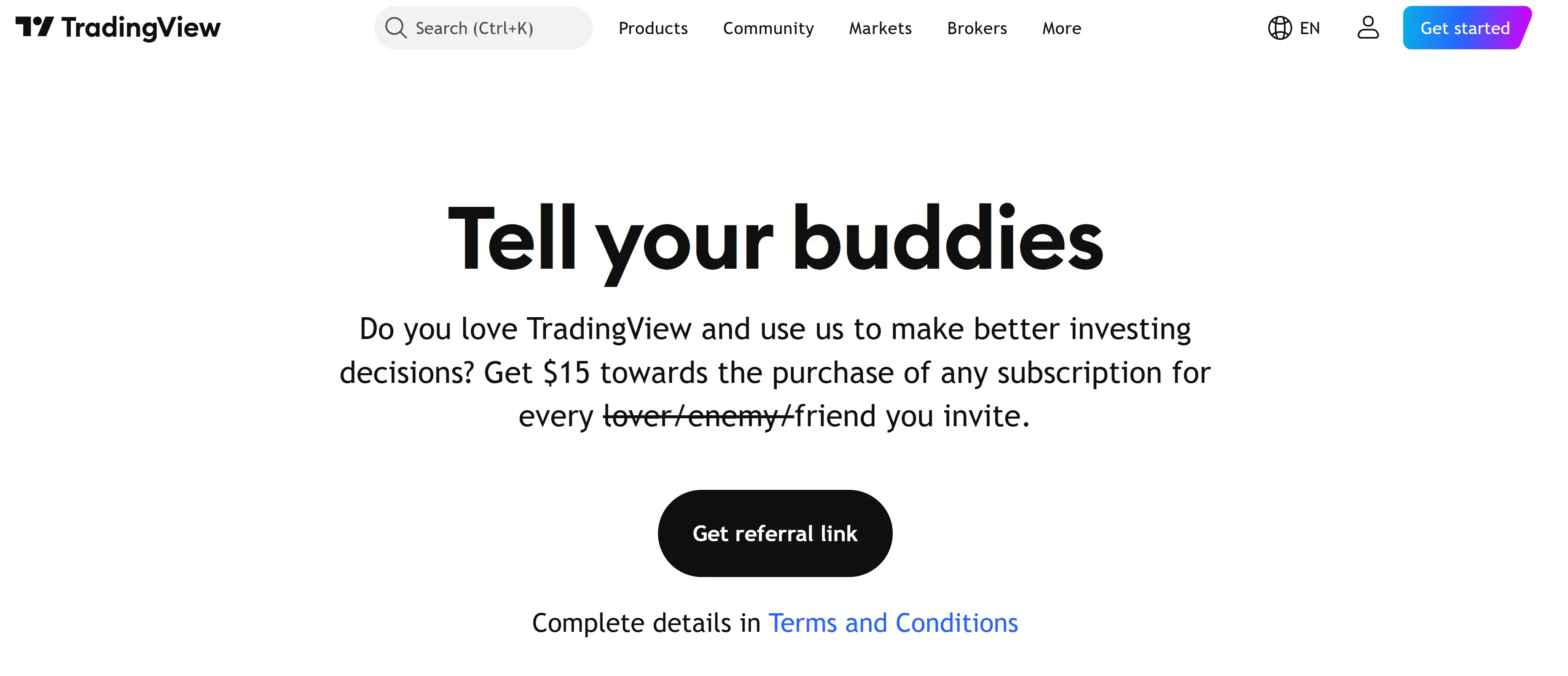Image 2: TradingView referral program offering a $15 coupon