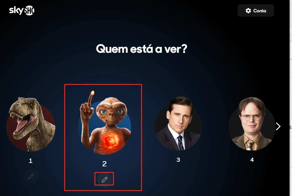 Resim 13: SkyShowtime profil düzenleme simgesi