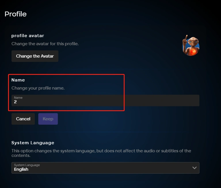Resim 14: SkyShowtime profil adını değiştirin