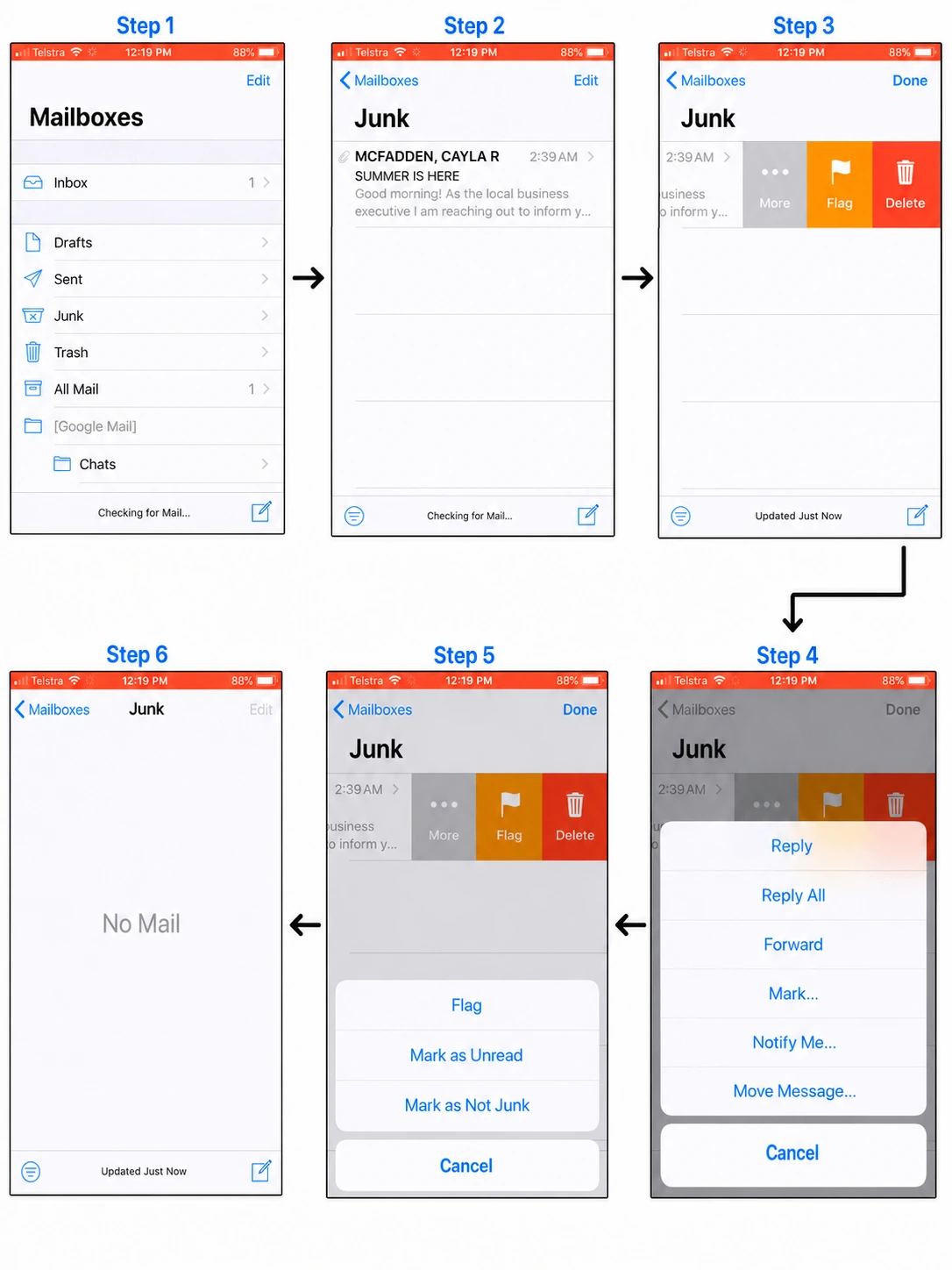 Resim 4: Apple Mail'de bir e-posta nasıl beyaz listeye alınır