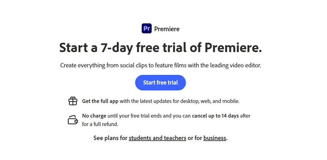 Image 3: How to Start a 7-day free trial of Premiere