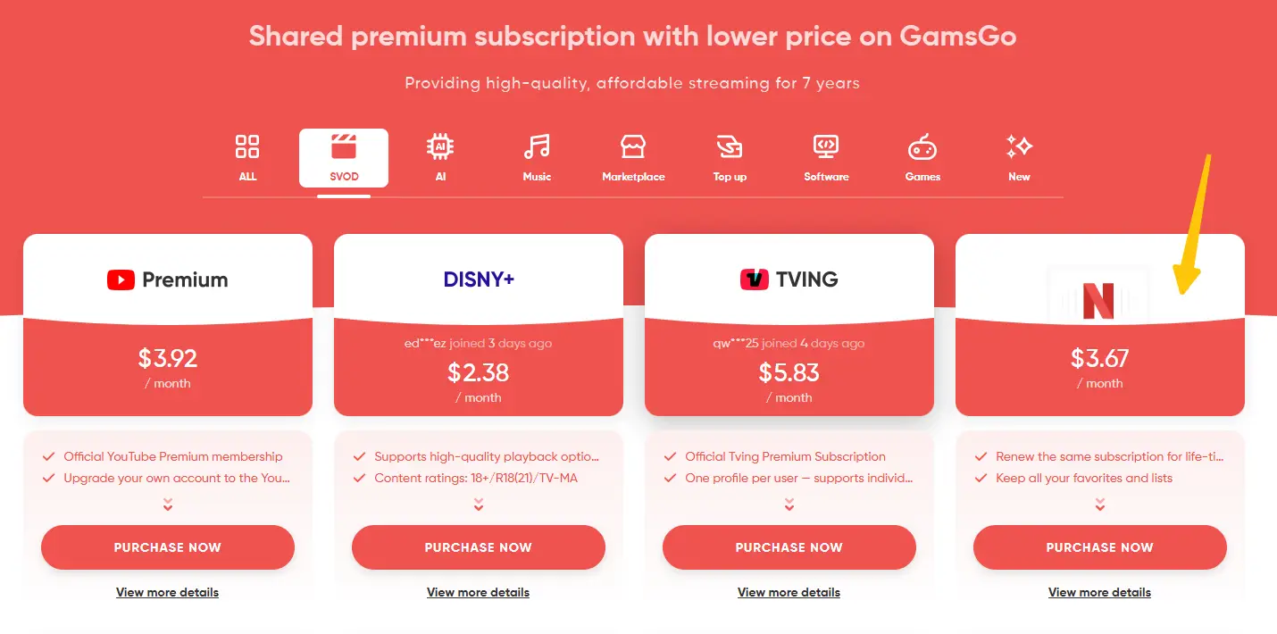 Image 5: Netflix account sharing on GamsGo