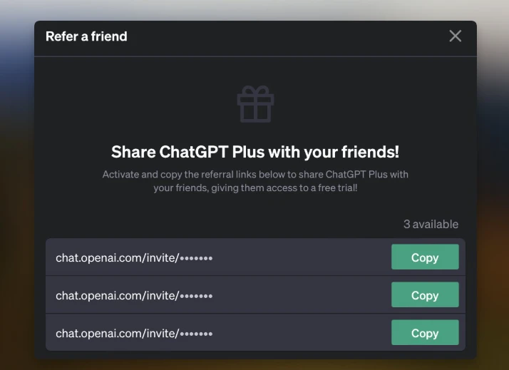 Изображение&nbsp;1. Поделитесь ChatGPT Plus с друзьями