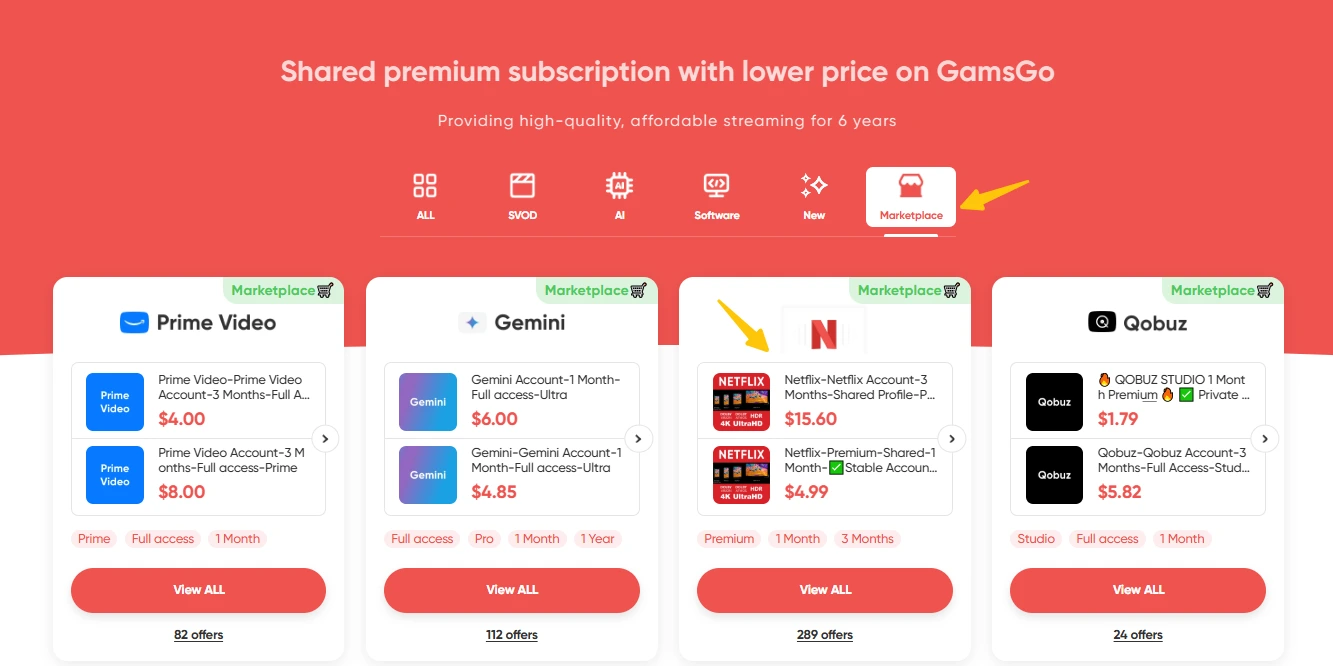 Resim 4: GamsGo'da Netflix Aboneliği Nasıl Satın Alınır