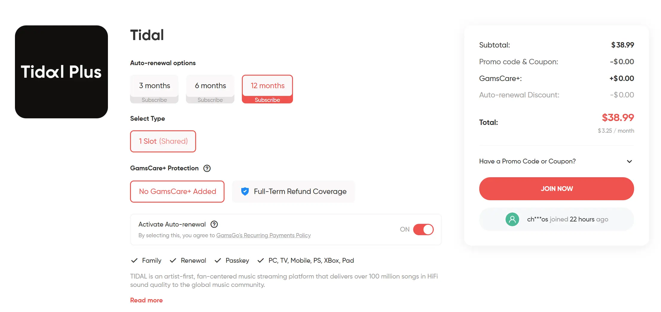 Изображение 2: поделитесь Tidal через GamsGo