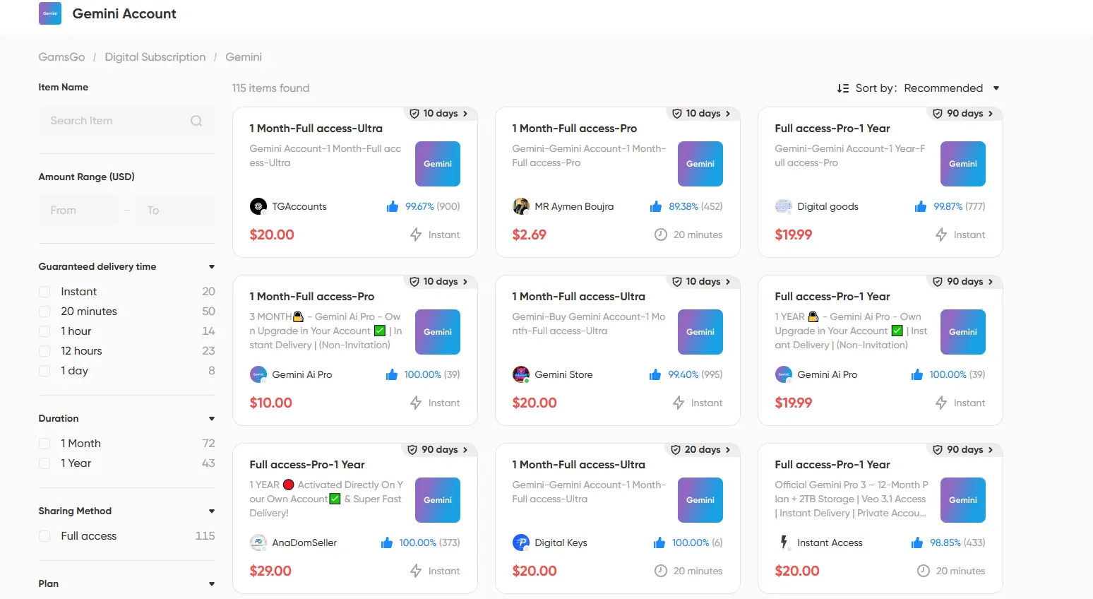 Image 8: Subscription options including Google AI Pro, Plus, and Ultra plans