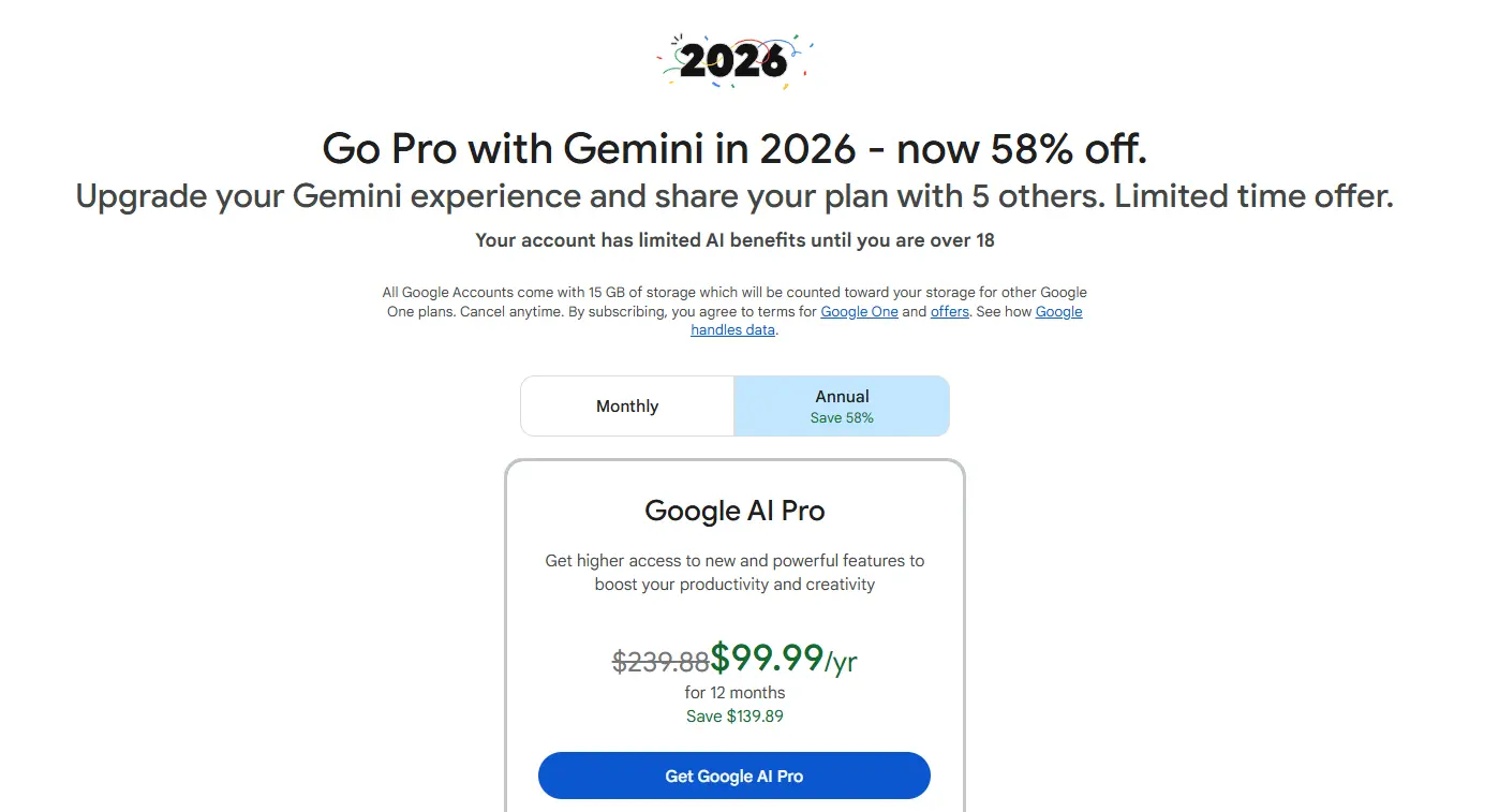 Image 10: Get Gemini Pro at a lower price with the Google annual offer