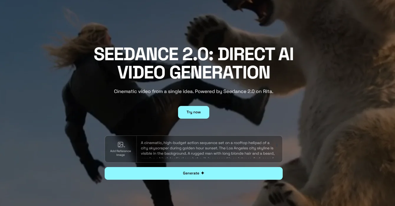 Изображение 2: Использование Seedance 2.0 на Rita AI