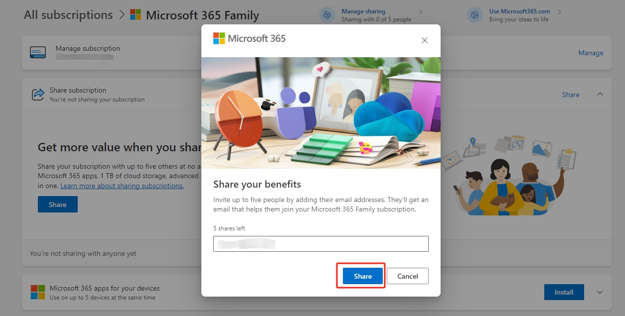 Şəkil 4: kimi-microsoft-365-e-poçtla-paylaşmağa-dəvət et