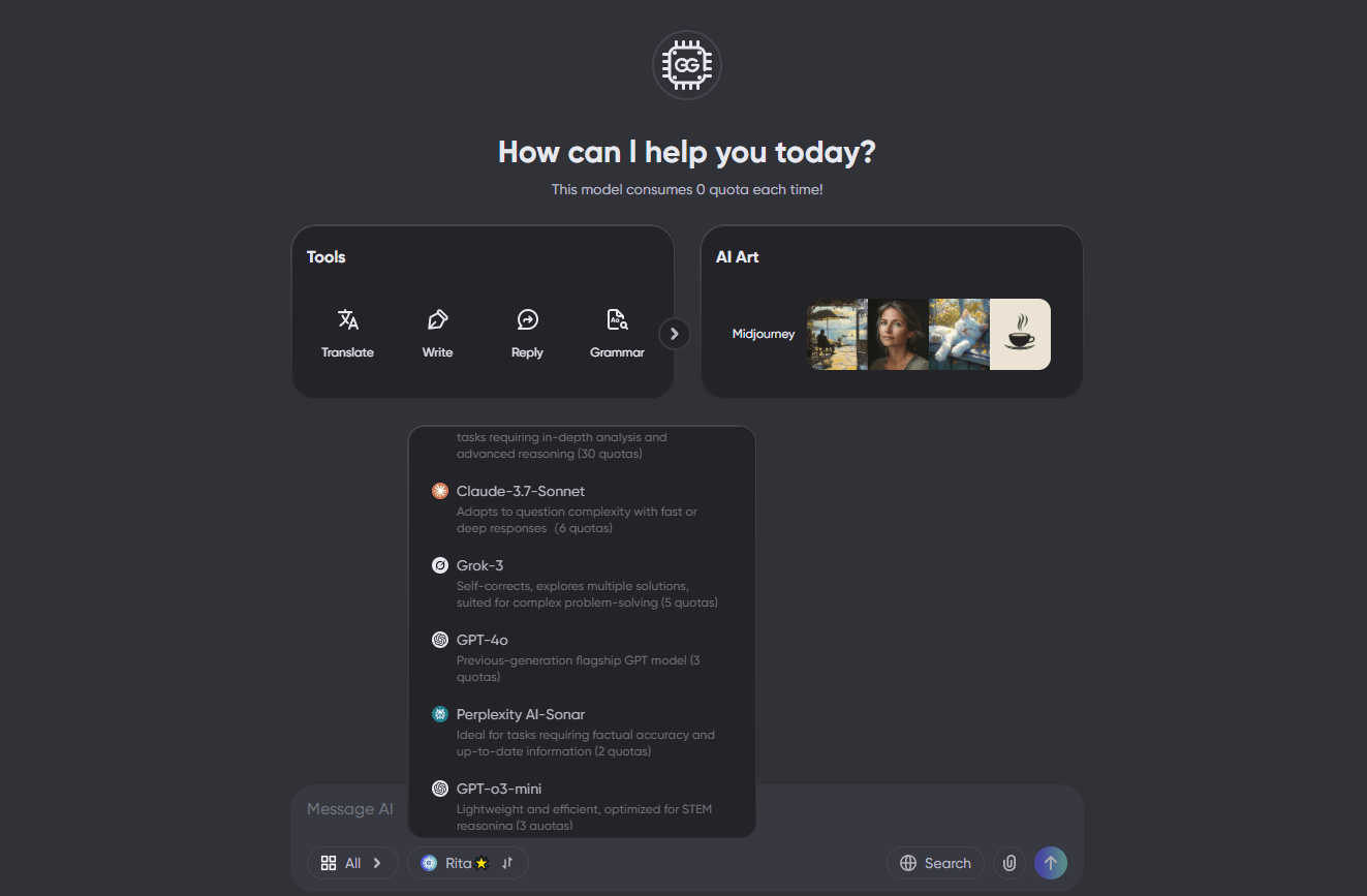 Resim 2: Gamsgo ai, chatgpt kapalı olduğunda bir alternatiftir
