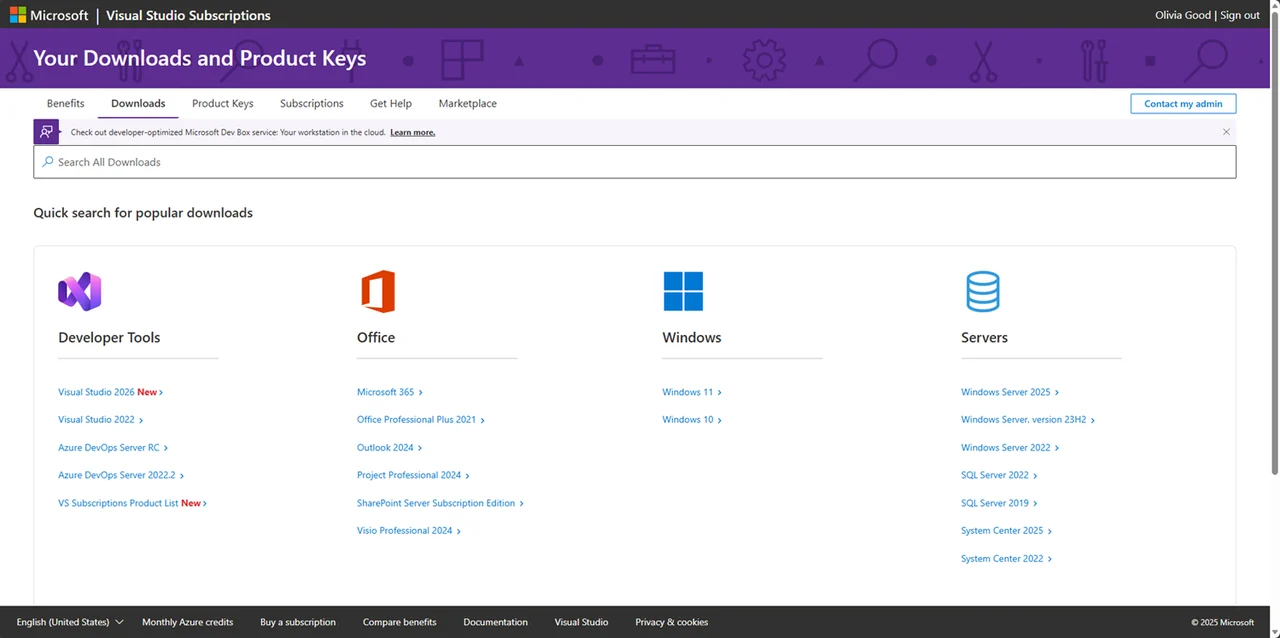 Resim 10: Visual Studio Aboneliği