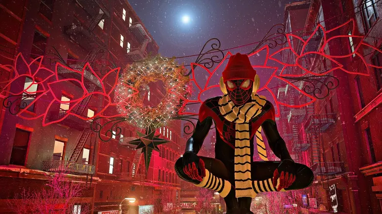 Image 13: Spider-Man Miles Morales snowy New York Christmas