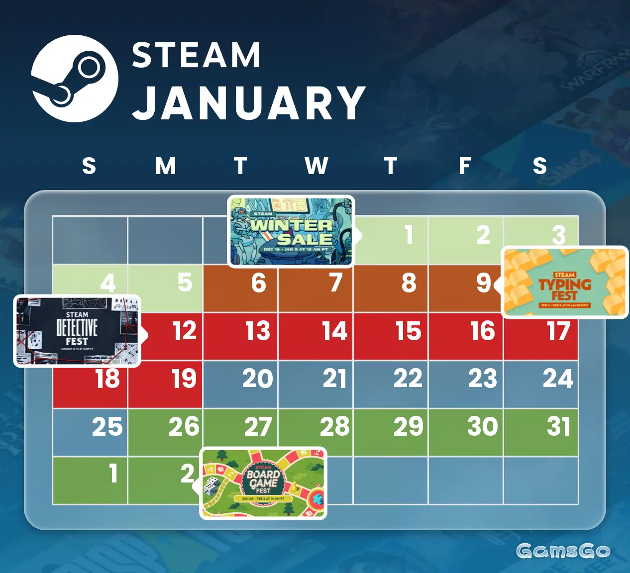 Image 17: January 2026 Steam sale calendar