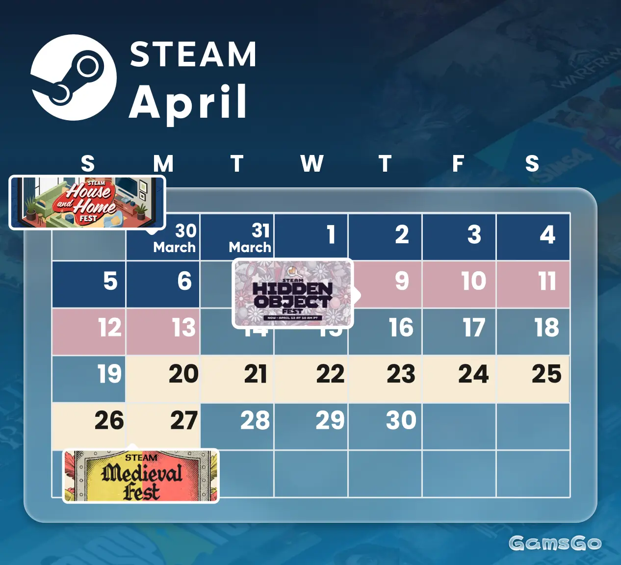 Image 20: April 2026 Steam sale calendar