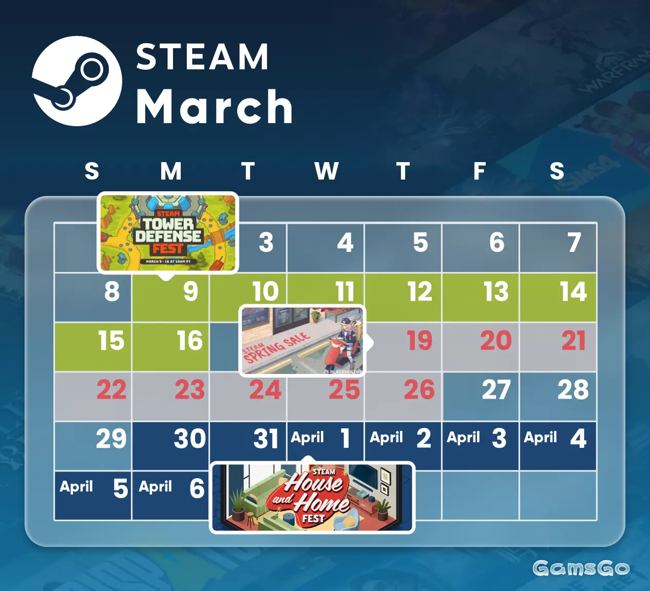 Image 19: March 2026 Steam sale calendar