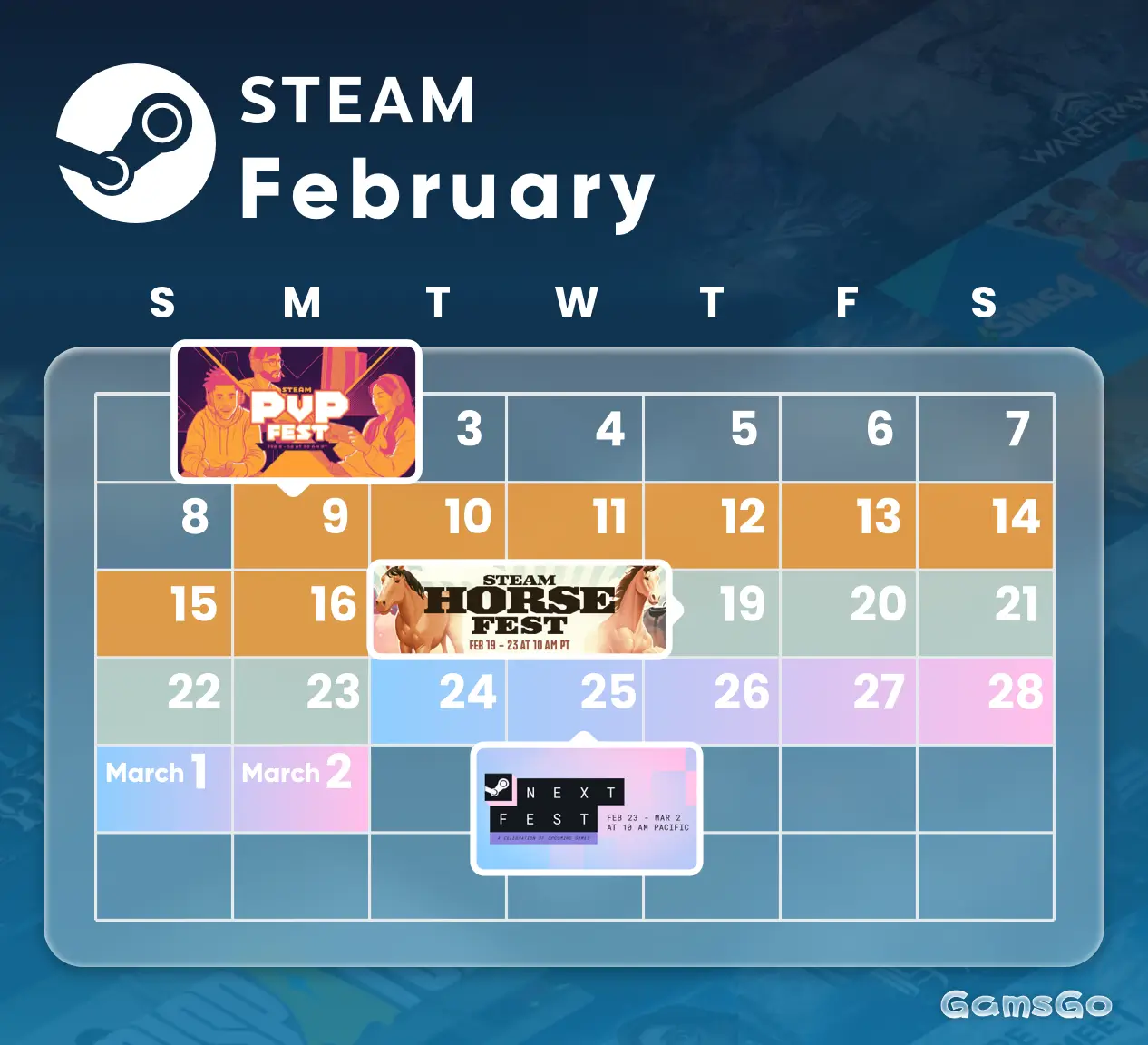 Image 18: February 2026 Steam sale calendar