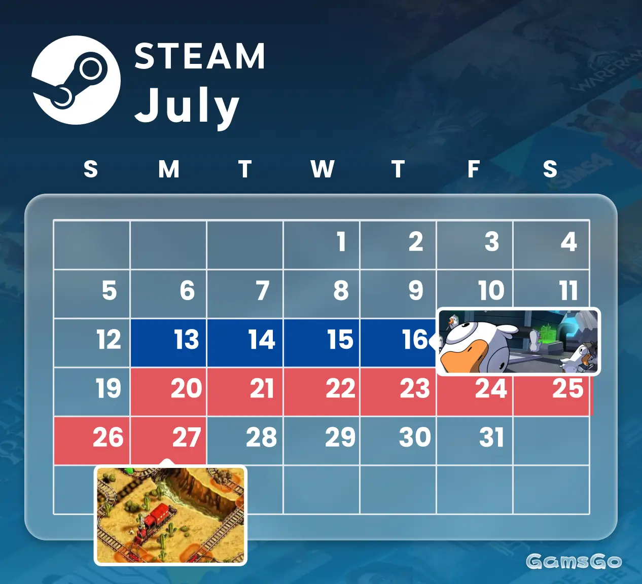 Image 23: July 2026 Steam sale calendar